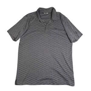 TravisMathew Mens Polo Shirt Large Charcoal Grey Dash Pattern Golf Performance L